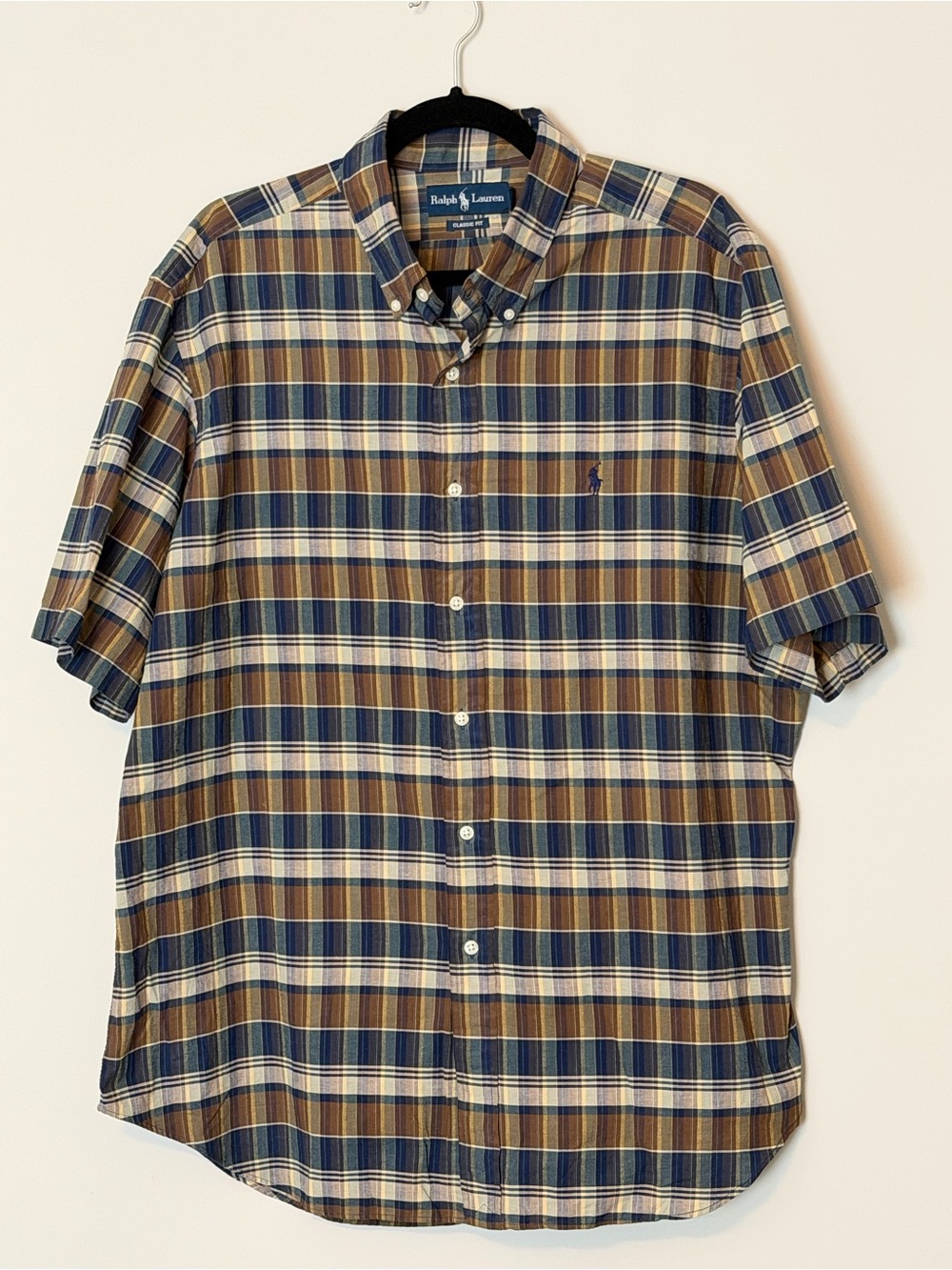 Polo Ralph Lauren Men's XL Classic Fit Short Sleeve Plaid Button Down Shirt
